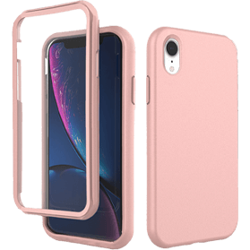 iPhone XR verre trempé &amp; coque rose