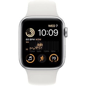 Apple Watch SE 2022 40mm aluminium argent 4G avec bracelet sport blanc