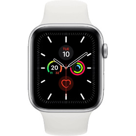 Apple Watch Series 5 40 mm aluminium argent 4G avec bracelet sport blanc