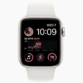 Remis à neuf Apple Watch SE 2022 40 mm aluminium or wifi avec bracelet sport blanc