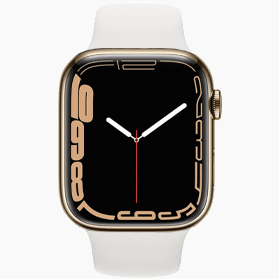 Apple Watch Series 7 41mm acier inoxydable or 4G avec bracelet sport blanc
