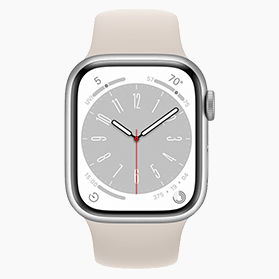 Remis à neuf Apple Watch Series 8 45mm aluminium argent wifi avec bracelet sport blanc     