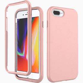 iPhone 7+/8+ verre trempé &amp; coque rose