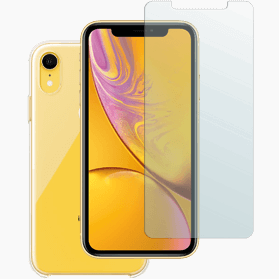 iPhone Verre trempé XR + couvercle en silicone transparent