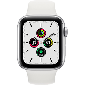Remis à neuf Apple Watch SE 2020 44 mm aluminium argent 4G avec bracelet sport blanc 